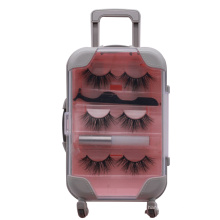 B59 Hitomi unique eyelashes packaging Big Plastic Trolley Case Box with 3 pairs mink eyelash and eyelash glue and tweezers